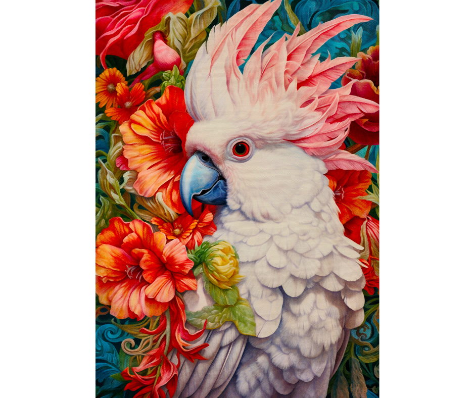 Dog Desk Tropical Birds Cockatoo Deluxe Greeting Card