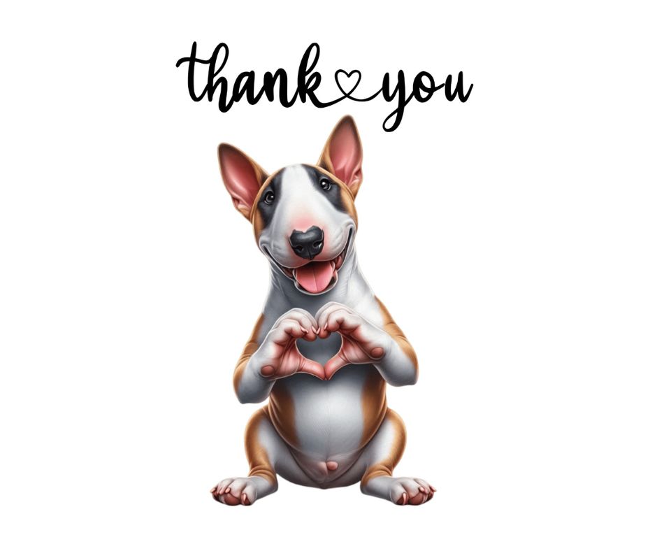 Dog Desk Bull Terrier Thank You Deluxe Greeting Card