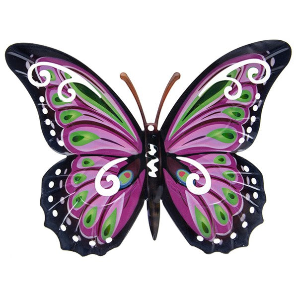 Metallic Garden Colourful Butterfly Wall Art Ornament Pink