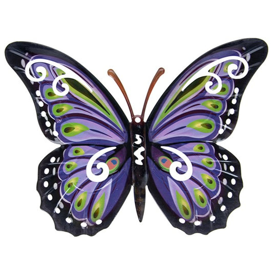 Metallic Garden Colourful Butterfly Wall Art Ornament Purple