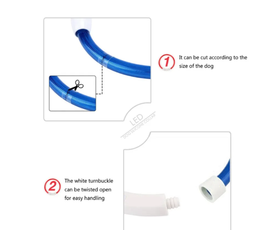 USB Charging Flashing Dog Collar Led Light Safe Night Walking Blue