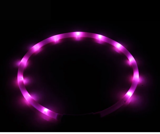 USB Charging Flashing Dog Collar Led Light Safe Night Walking Pink