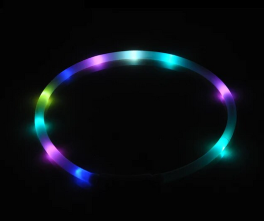 USB Charging Flashing Dog Collar Led Light Safe Night Walking Rainbow