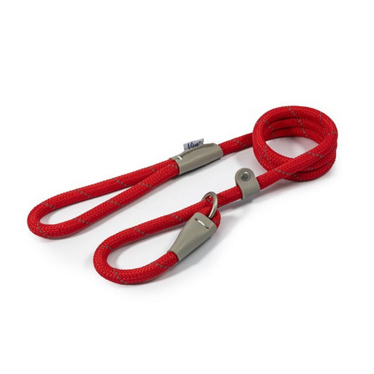 Ancol Viva Rope Dog Slip Lead Reflective Red 1.5mx12mm