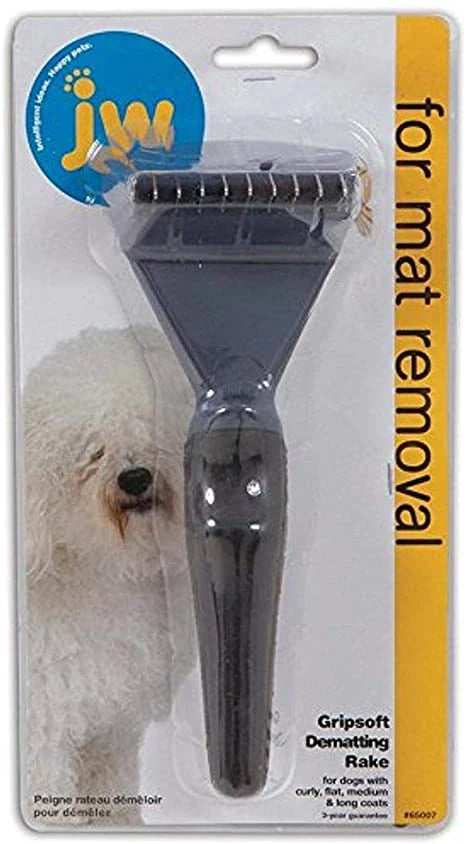 JW Gripsoft Dematting Rake Dog Brush