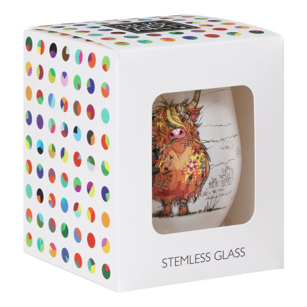 Bug Art Highland Hamish Cow Stemless Glass