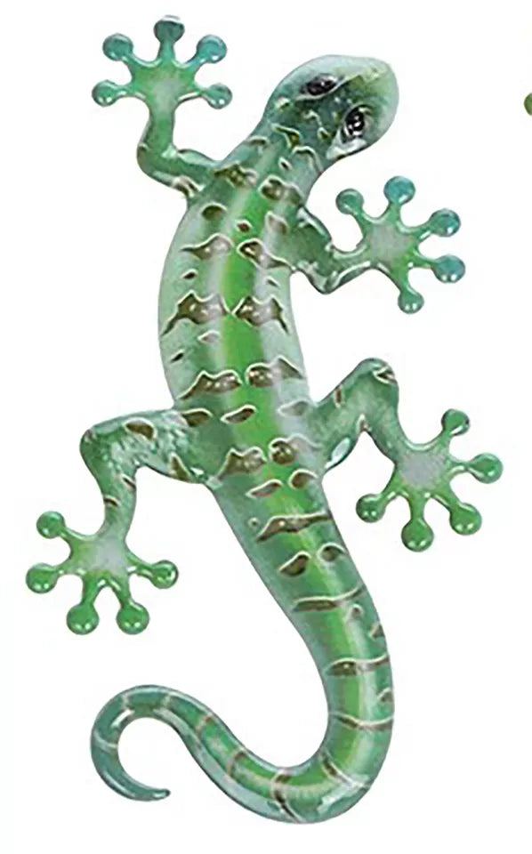 Bright Metal Gecko Garden Wall Art Green