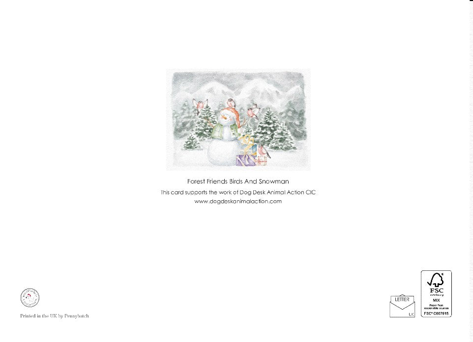 Forest Friends Birds And Snowman Christmas Card To Post