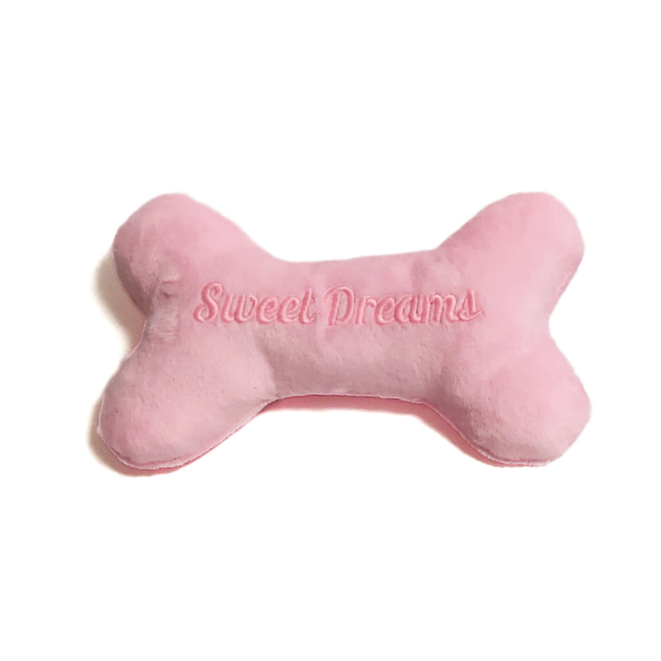 Sweet Dreams Glow In The Dark Bone Dog Toy – Baby Pink