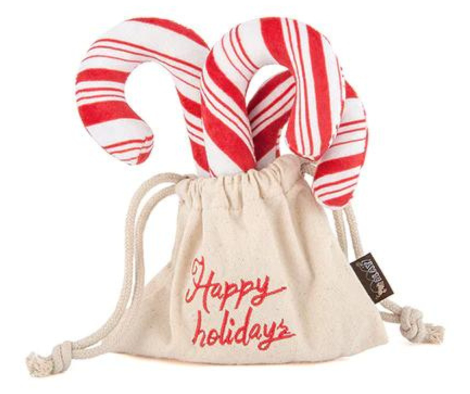 Christmas Candy Canes Plush Dog Toy