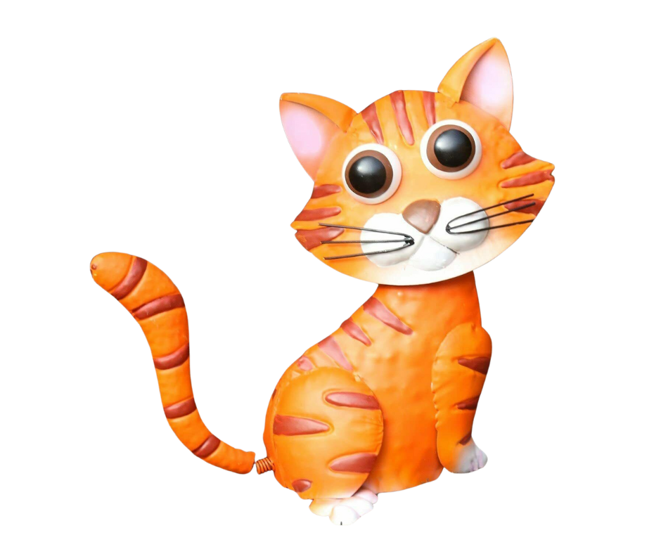 Bobble Buddies Metal Ginger Cat Garden Ornament
