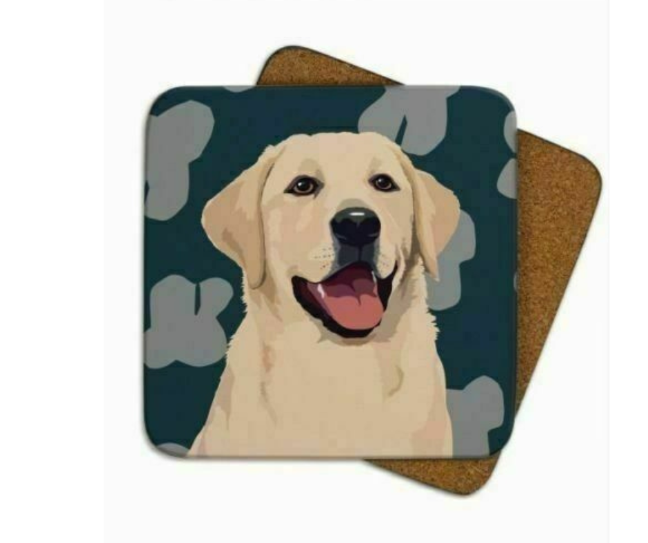 SINGLE GOLDEN YELLOW LABRADOR COASTER BY DESIGNER LESLIE GERRY