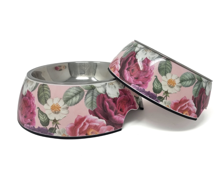 Pink Floral Dog Bowl