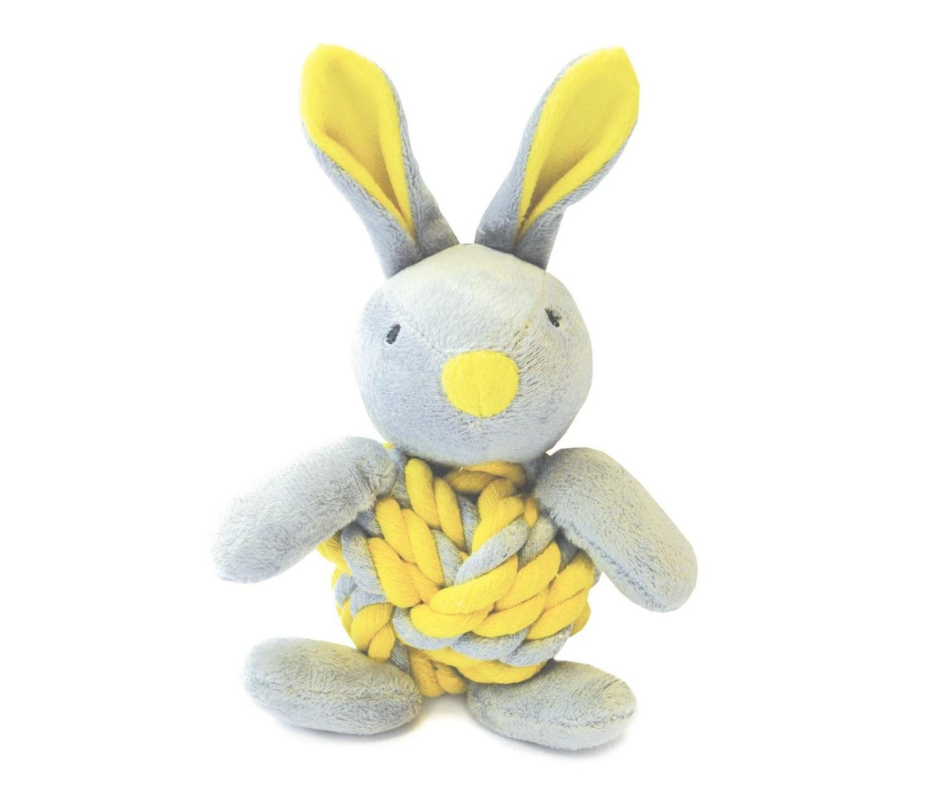 Little Rascals Knottie Bunny Dog Toy Yellow