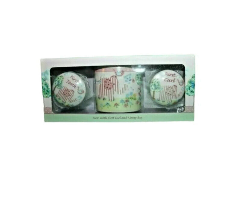 Bird & Ellie Money Box First Tooth & First Curl Baby Present Christening Gift