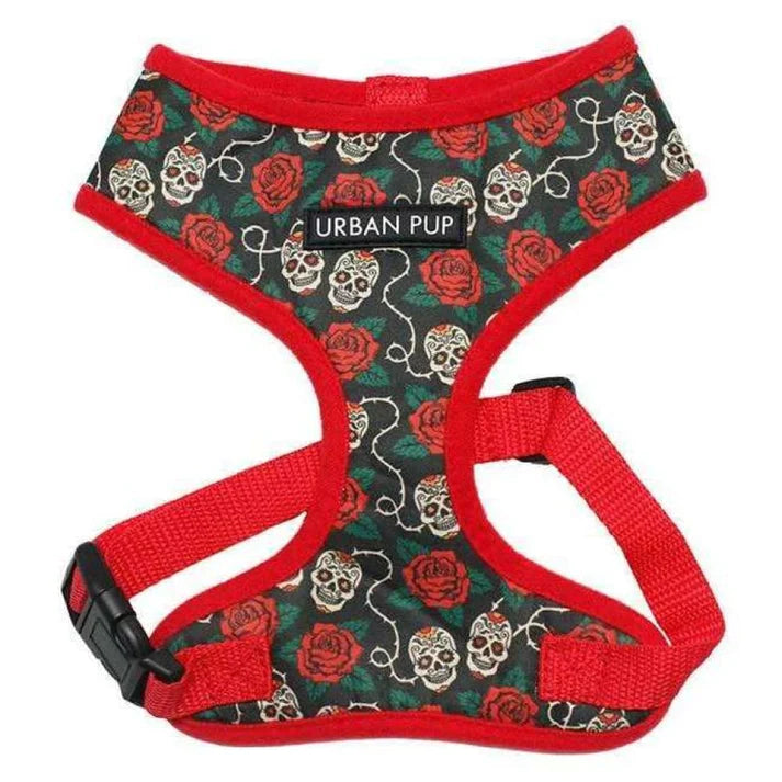 Skull & Roses Dog Harness XXS