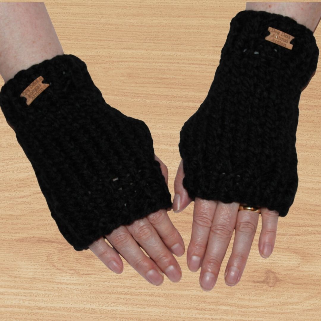 Black Dog Desk Knits Hand Warmer Gloves