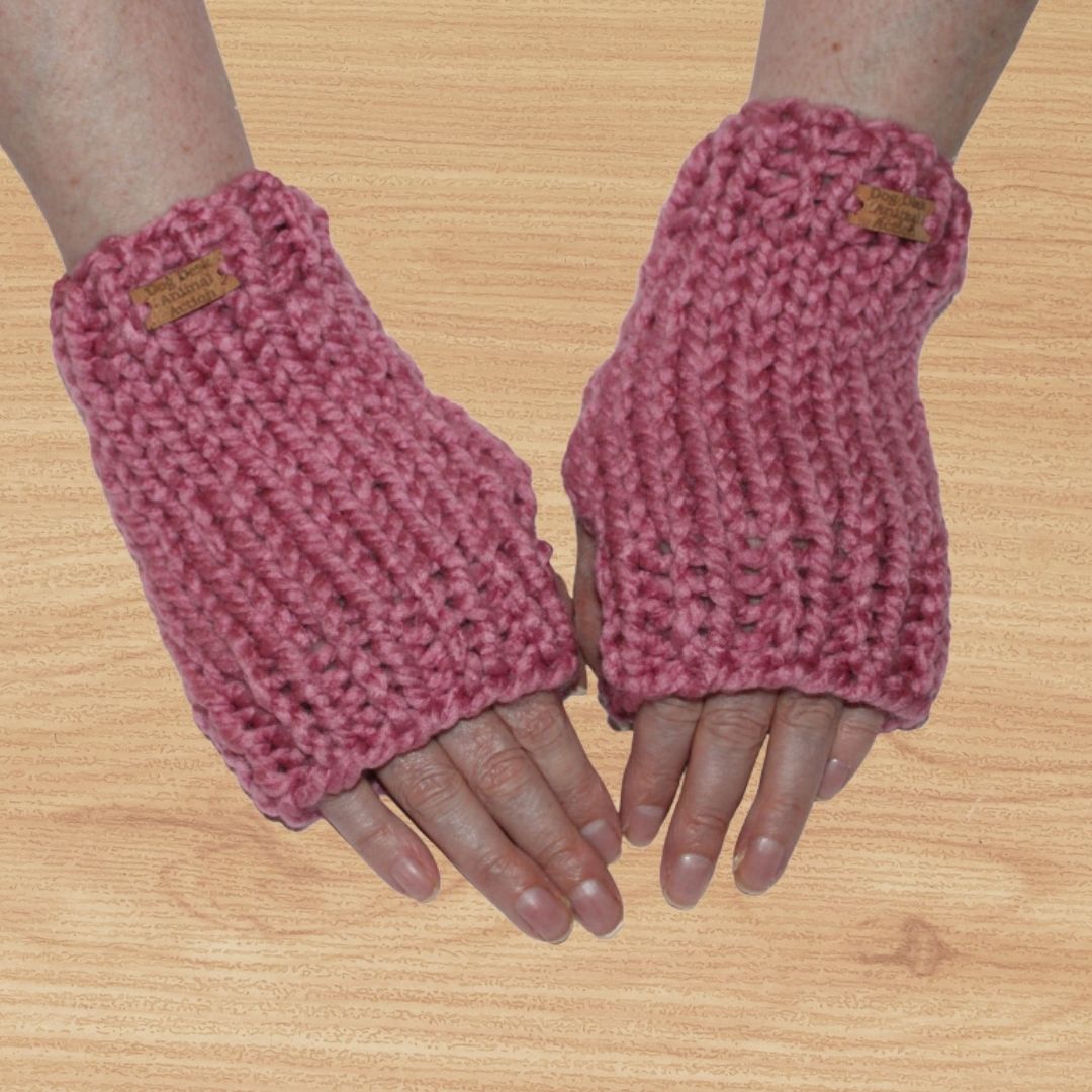 Rose Dog Desk Knits Hand Warmer Gloves