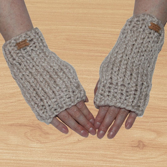 Oatmeal Dog Desk Knits Hand Warmer Gloves