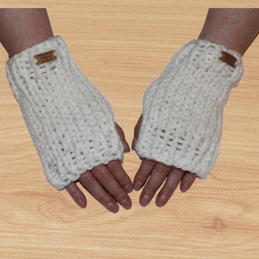 White Dog Desk Knits Hand Warmer Gloves