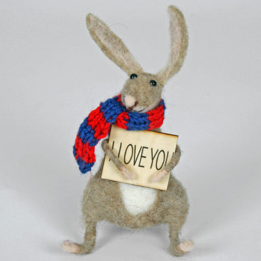 Handmade Felt Hare With I Love You Sign Decoration