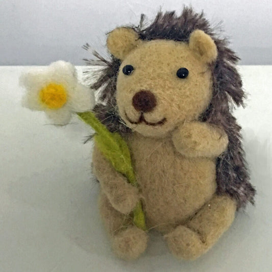 Handmade Felt Hedgehog With Flower Decoration