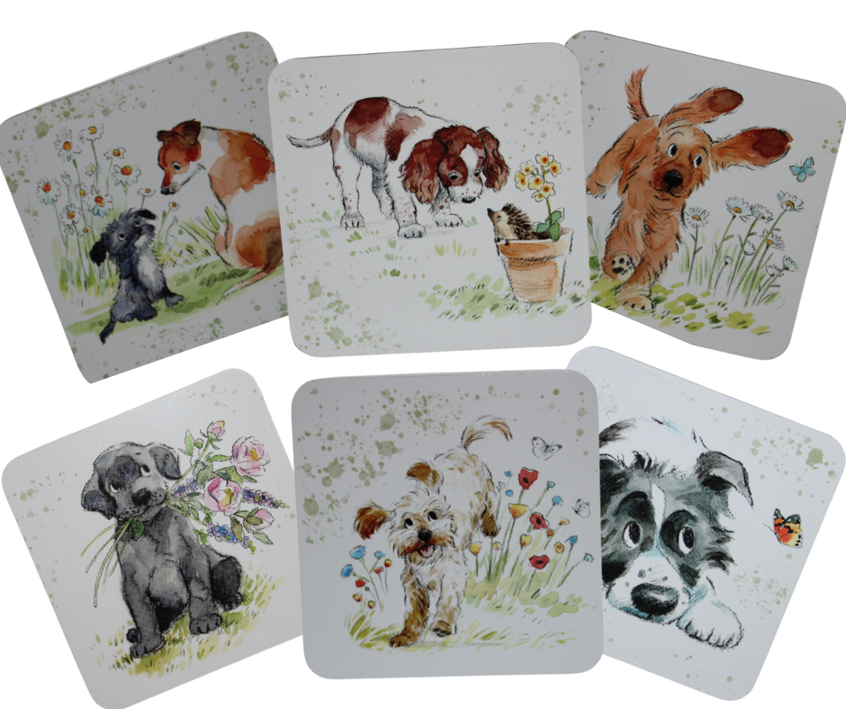 Paper Shed Set Of Six Quality Dog Themed Coasters