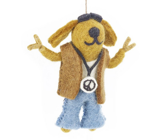 Fairtrade Handmade Felt Dude Dog Hanging Decoration
