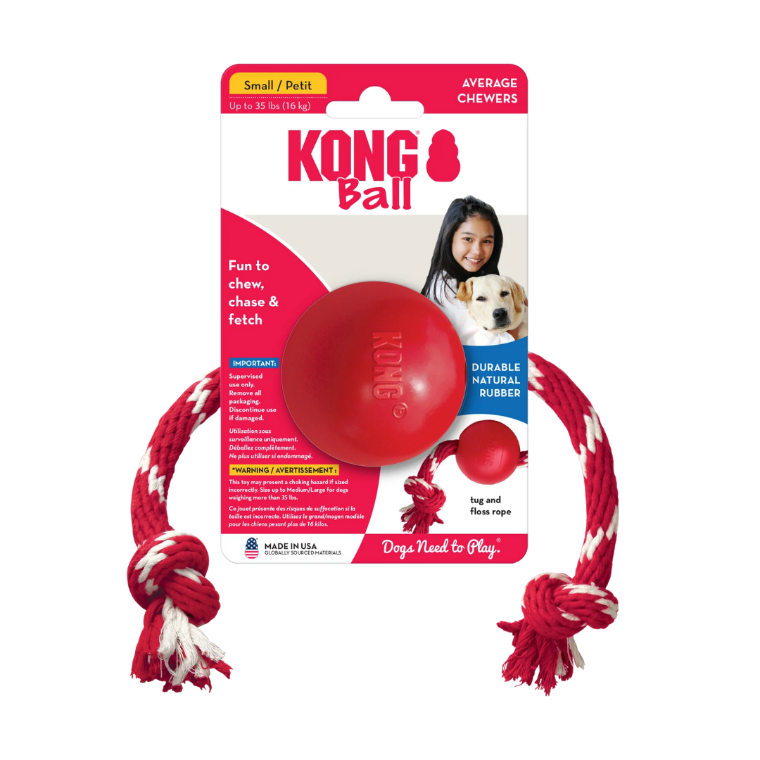 KONG Dog Ball With Rope Small