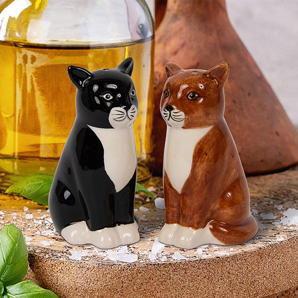 Salt & Pepper Condiment Shakers Set Figural Cats