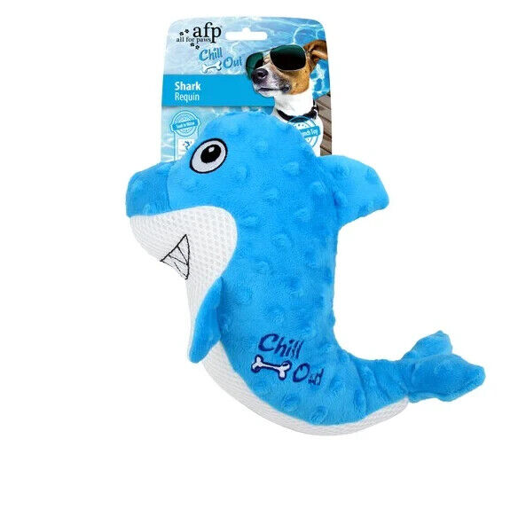 Chill Out Shark Dog Plush Hydration Cooling Summer Play Dog Toy