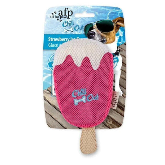 All For Paws Chill Out Strawberry Ice Cream Hydration Cooling Summer Dog Toy