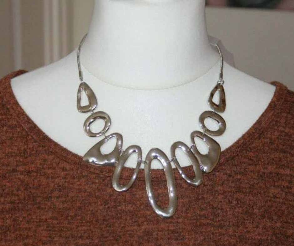 Silver Abstract Shapes Fashion Necklace