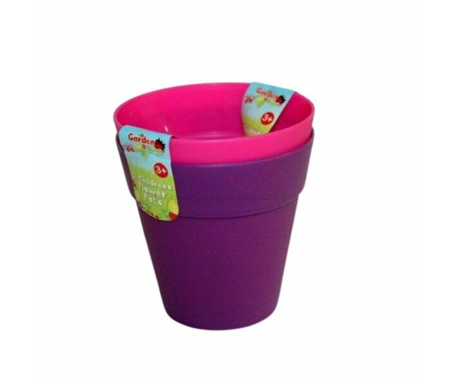 Pack Of 2 Pink & Purple Children's Flower Pots