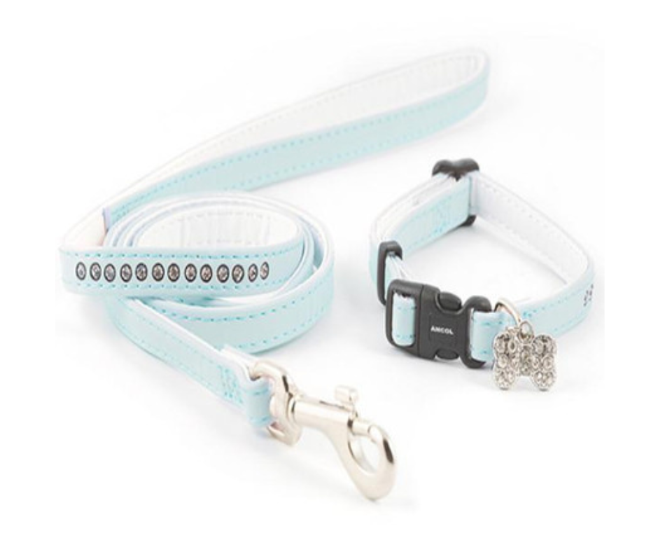 Ancol Puppy Collar and Lead Set Deluxe Baby Blue