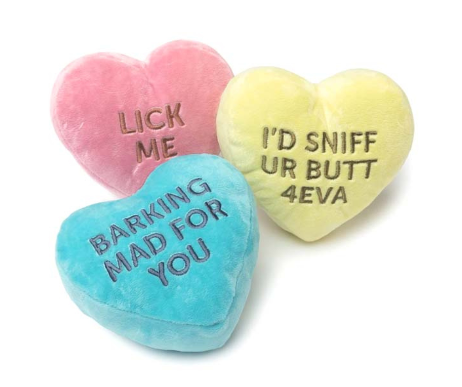 Candy Hearts 3 Pack Dog Toy