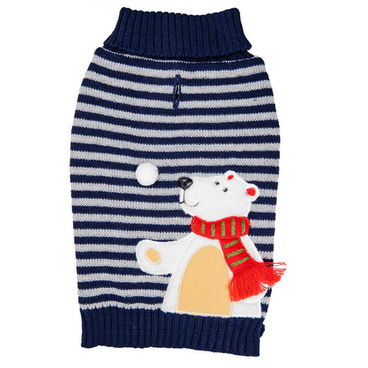 Stripey Polar Brrr Dog Christmas Jumper