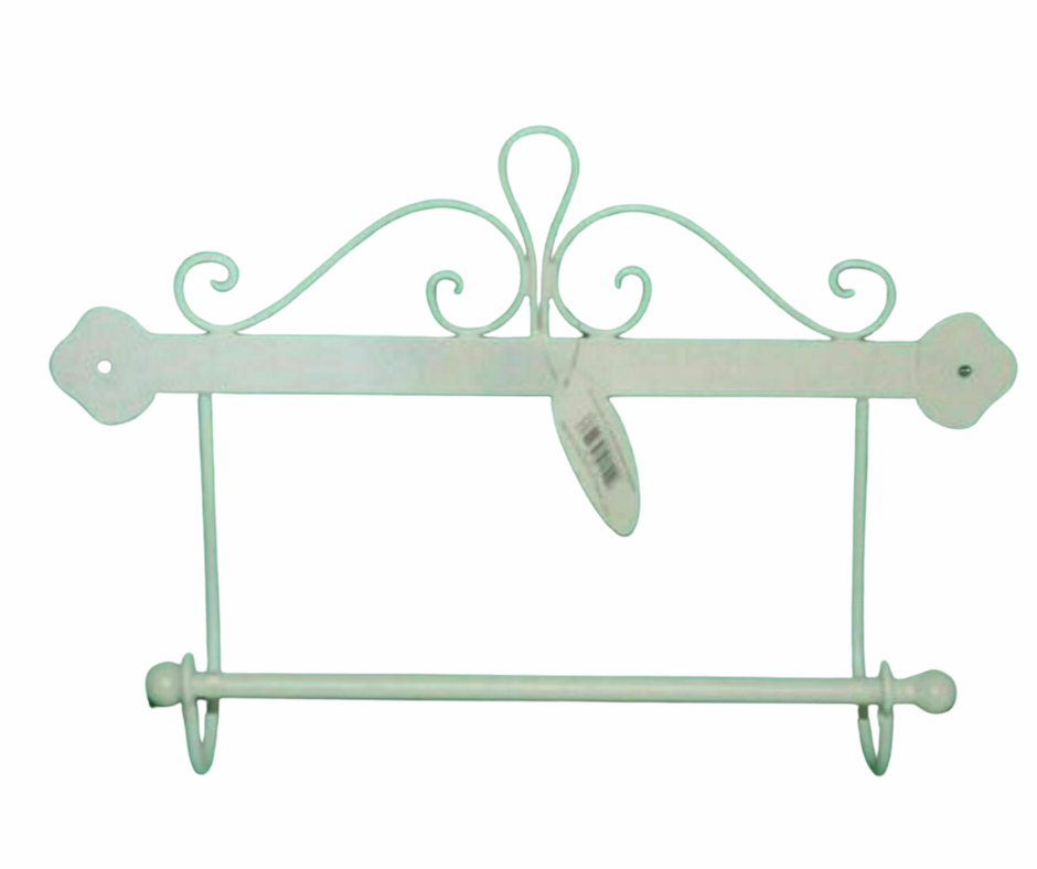 Shabby French Vintage Wall Kitchen Towel Holder Chic Scroll Design