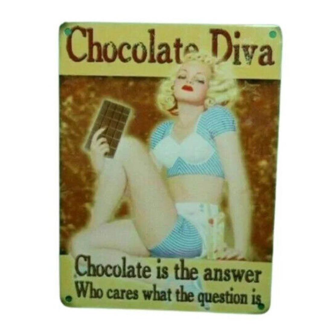 Vintage Retro Chocolate Diva Chocolate Is The Answer Plaque Sign