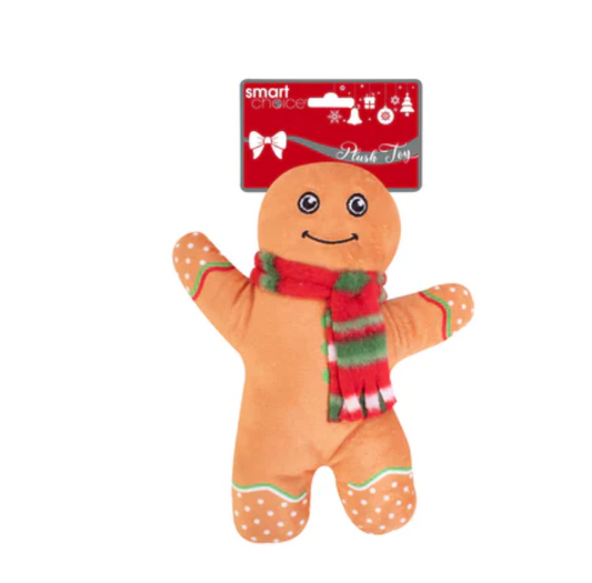 Plush Squeaky Gingerbread Man Christmas Dog Toy