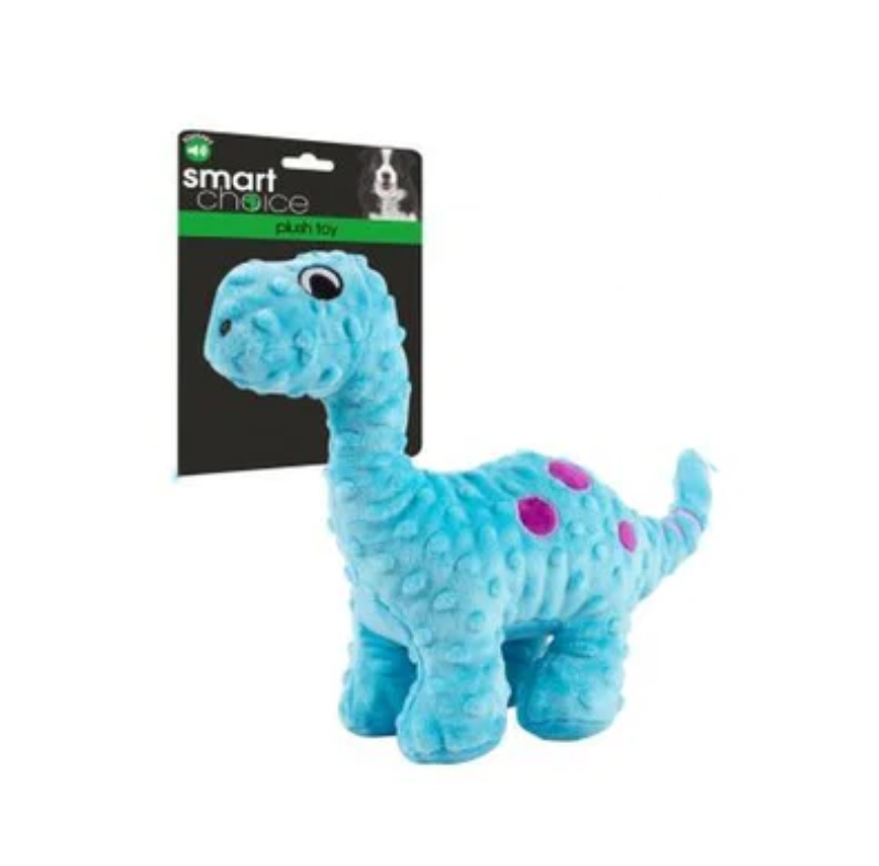 Squeaky Plush Dinosaur Dog Toy Blue