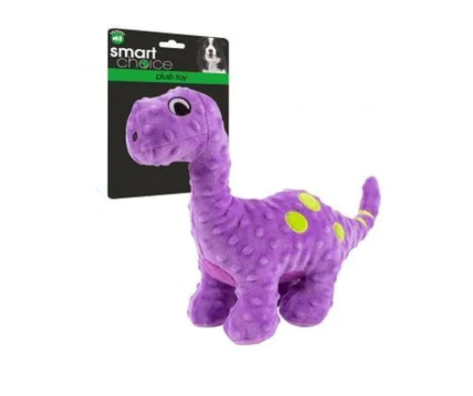 Squeaky Plush Dinosaur Dog Toy Purple