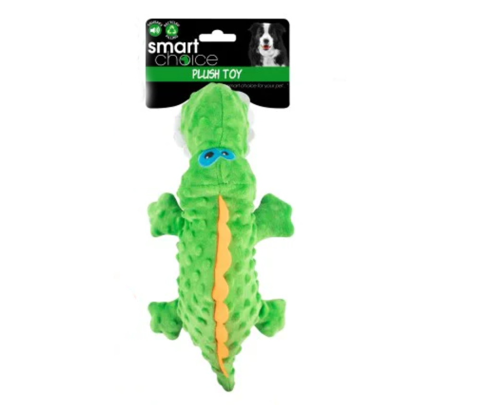 Squeaky Plush Crocodile Dog Toy Green
