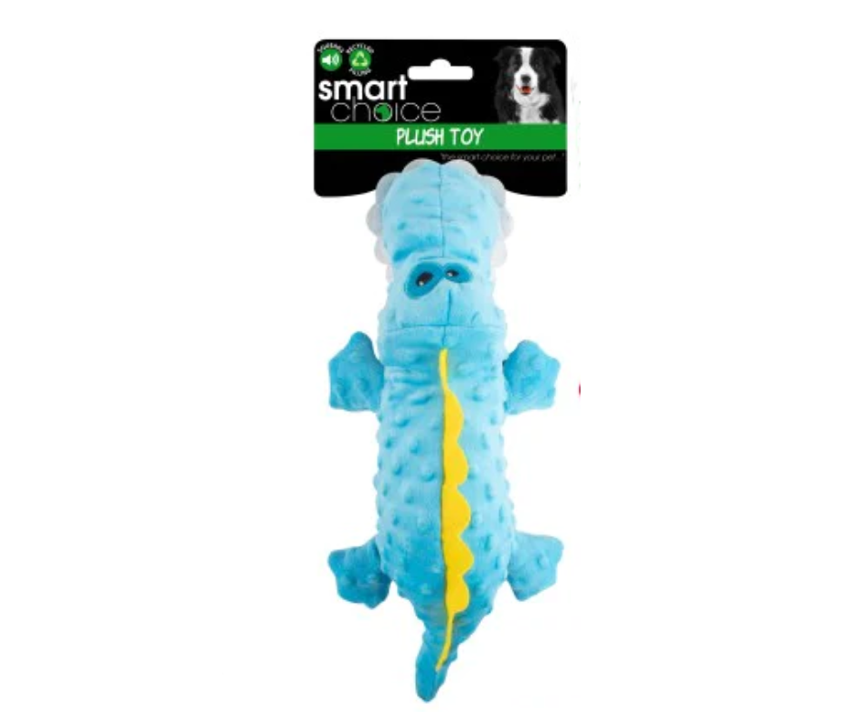 Squeaky Plush Crocodile Dog Toy Blue