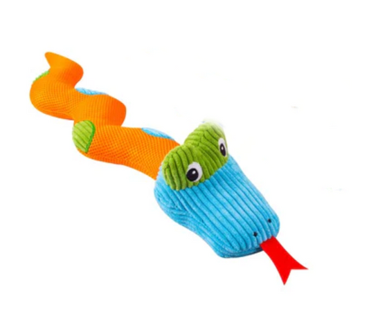 Squeaky Plush Snake Dog Toy Orange