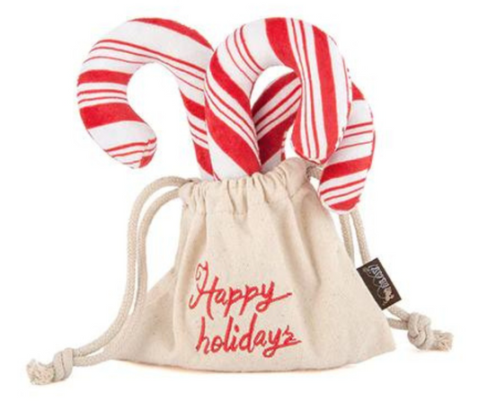Christmas Candy Canes Plush Dog Toy