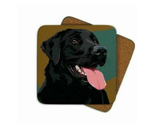 SINGLE BLACK LABRADOR COASTER BY DESIGNER LESLIE GERRY