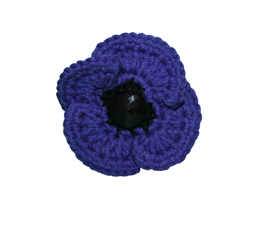 Knitted Purple Poppy Flower Brooch Style 3