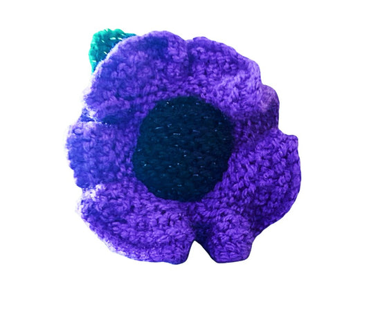 Knitted Purple Poppy Flower Brooch Style 1