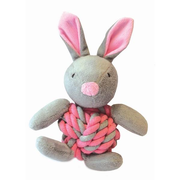 Little Rascals Knottie Bunny Dog Toy Pink
